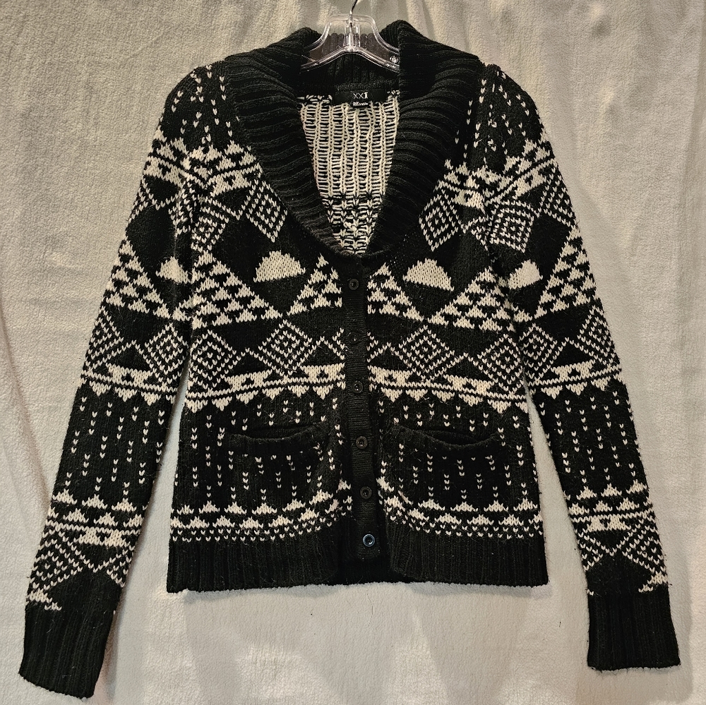 XXI Forever 21 S Women's Cardigan black and white